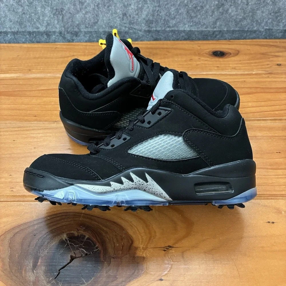 Nike‎ Air Jordan 5 Golf Low Mens 5.5 / Womens 7 Black Metallic CU4523-003 Spikes